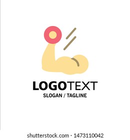 Biceps, Bodybuilding, Growth, Muscle, Workout Business Logo Template. Flat Color