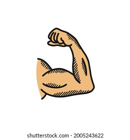 biceps doodle icon, hand drawn vector illustration