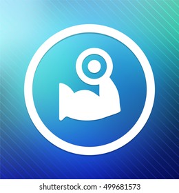Biceps with Dumbbell on Blue Round Button