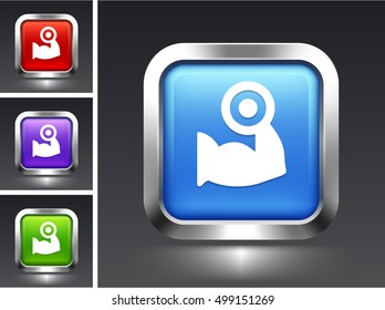Biceps with Dumbbell on Blue Square Button