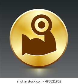 Biceps with Dumbbell on Gold Round Button