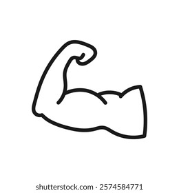 Biceps Flex Arm Vector Icon, Muscular Bodybuilder Pose.