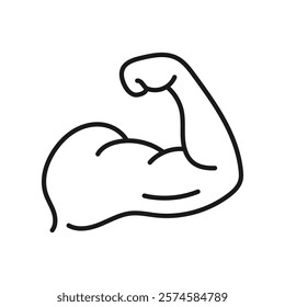 Biceps Flex Arm Vector Icon, Muscular Bodybuilder Pose.