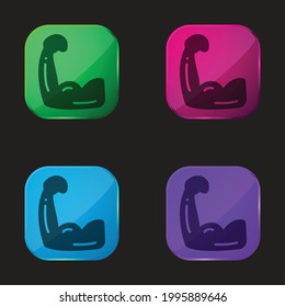 Biceps four color glass button icon
