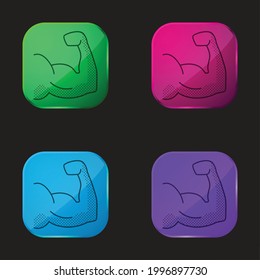 Biceps four color glass button icon