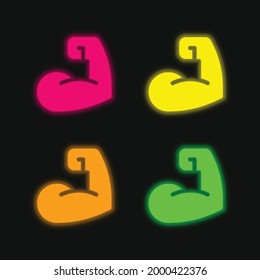 Icono de vector neonato brillante de cuatro colores