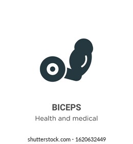Biceps glyph icon vector on white background. Flat vector biceps icon symbol sign from modern health collection for mobile concept and web apps design.
