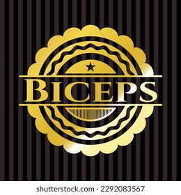 Bandera o emblema dorado de Biceps. Ilustración vectorial. Detallado. 