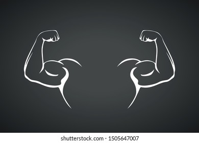 biceps hands silhouette on dark