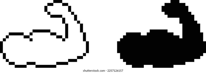  biceps icon 8 bit, pixel art sport symbol icon   for game  logo. 