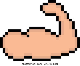  biceps icon 8 bit, pixel art sport symbol icon   for game  logo. 