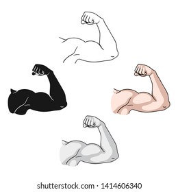 Biceps icon in cartoon,black style isolated on white background. Sport and fitness symbol stock vector illustration.