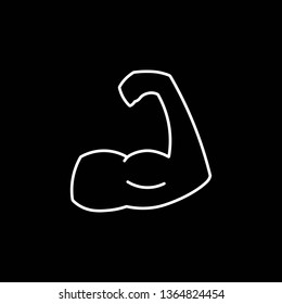 biceps icon lthin line on black bakground