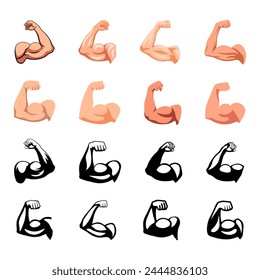 Biceps icon. Muscle icon. Flat and silhouette style.
