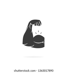 Biceps icon. Muscle biceps with shadow. Arm icon on isolated white background. Vector illustration
