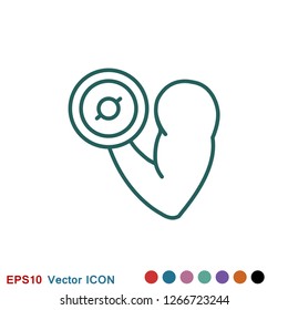 Biceps icon, muscle strength or power vector icon