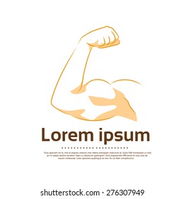 Biceps Logo Color Icon Strong Arm Flexing Muscle Vector Illustration