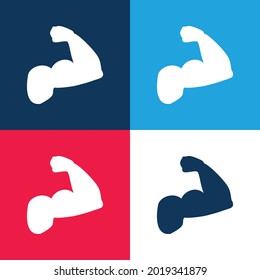 Bizeps eines Man-Blau-und Rot-Vier-Farben-Minimal-Icon-Set
