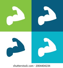 Biceps de un hombre Plano de cuatro colores conjunto de iconos mínimo