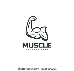 Biceps Muskelarm Logo Design Vektorbild auf weißem Hintergrund.