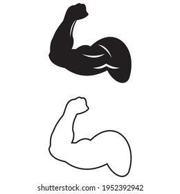Brazo muscular Biceps, signo de ilustración vectorial