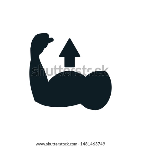 Biceps muscle hand with arrow up icon - stock vector
