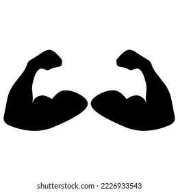 Biceps muscle icon. The left and right arms are black on a white background. Great for sports, gym, healthy and muscular man logos. Vector illustration