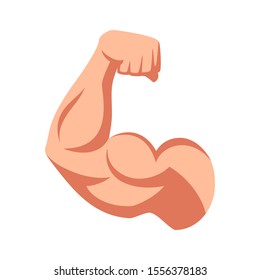 Biceps, muscle. Strong man, arm wrestling. Power, energy, strength - icon. Vector illustration, flat design. Isolated on white background.