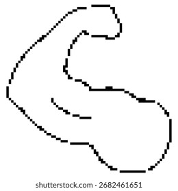 Icono de píxel de bíceps, 8 bits. Ilustración vectorial aislada.
