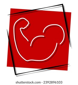 biceps red banner in frame. Vector illustration.