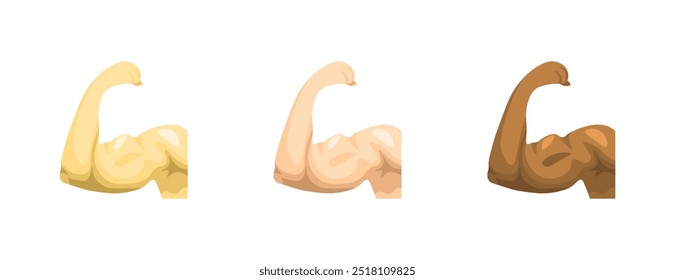 Iconos de conjunto de bíceps. Estilo plano. Iconos del vector.