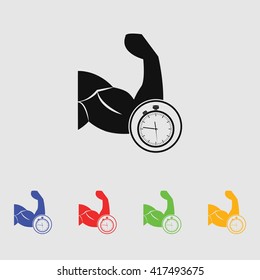 biceps stopwatch vector icon