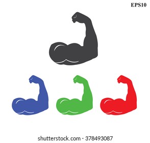 Biceps strong arm colored set icons.Muscle icon Vector illustration