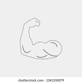 Biceps strong arm outline icon. Muscle icon vector illustration