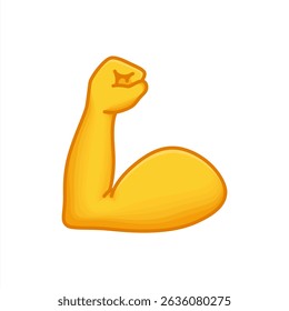 Biceps vector isolated emoji gesture flat illustration. Muscle emoticon. Vector 10 eps.