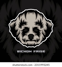 Bichon Frisé Hund Gesichter Vektorgrafik, Hunde-Maskottlogo, Hunde-Gesicht-Logo-Vektorgrafik