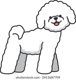 bichon dog icon. Vector illustration of cute dog. Isolated on white background.