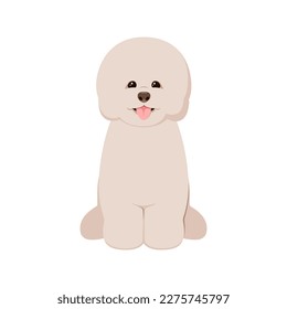 A bichon dog on a white background. Cartoon design.
