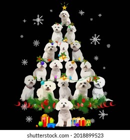 bichon frise christmas art ree lights funny dog xmas art ri blend art art vector design illustration print poster