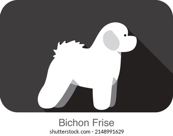 Bichon Frise dog breed flat icon design, vector illustration