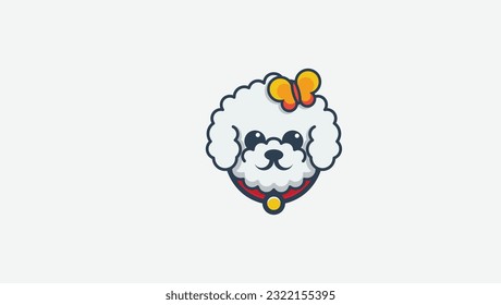 bichon frise dog face logo vector design template