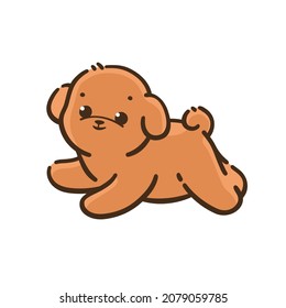 Bichon Frise puppy. Cute dog character. Vector illustration in cartoon style for poster, postcard.