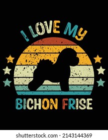 Bichon Frise silhouette vintage and retro t-shirt design svg