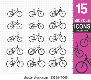 Bicicle icons vector  (15vector icons)