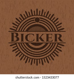 Bicker badge with wood background