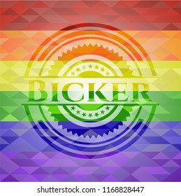 Bicker on mosaic background with the colors of the LGBT flag