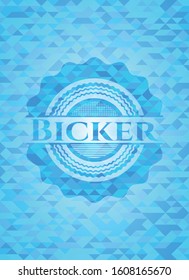 Bicker realistic light blue emblem. Mosaic background