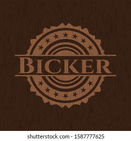 Bicker retro wooden emblem. Vector Illustration.