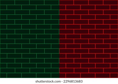 Bicolor-Brick-Hintergrund. Neoner Hintergrund. Steinhintergrund. Vektorgrafik. 