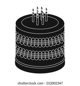 Bicolor cake icon in black style isolated on white background. Cakes symbol stock vector illustration.